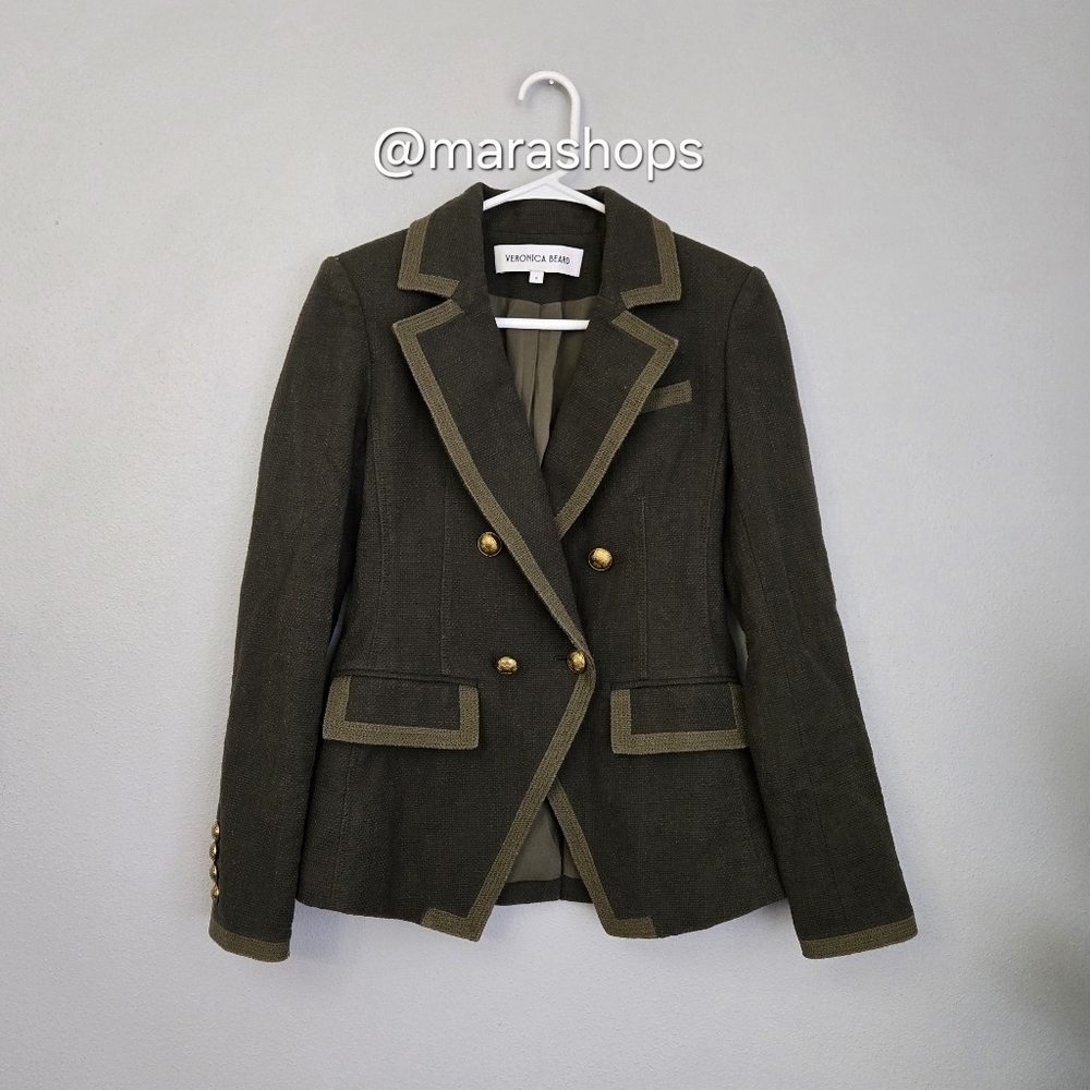 Veronica Beard Edison Dickey Jacket Olive Green - Picture 4 of 11